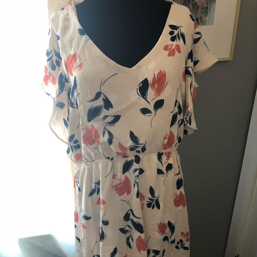New LUX II Pale Pink Floral High Low Dress 16